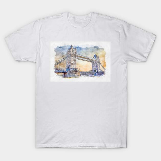 London Tower Bridge T-Shirt by Montanescu